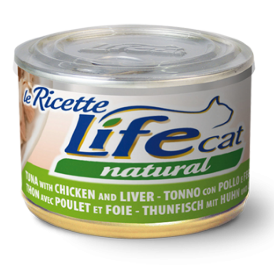 لايف كات طعام قطط رطب تونة بالدجاج والكبدة 150جم