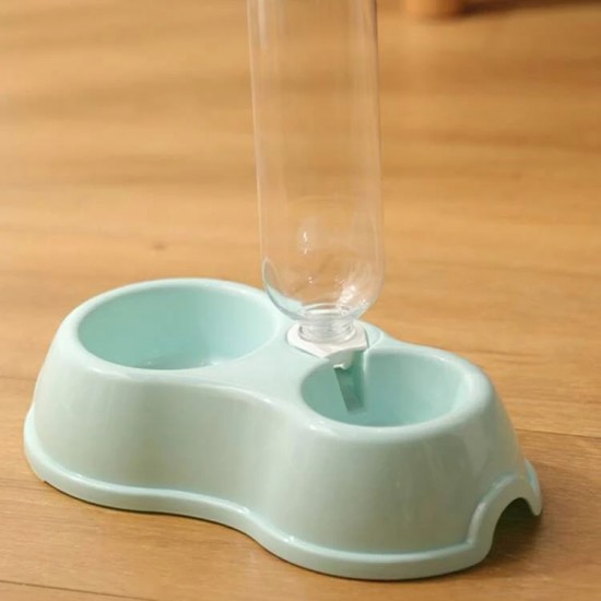 وعاء طعام مزدوج مع قارورة للماء