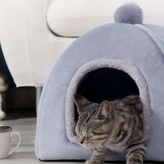 سرير حيوانات أليفة بكور مخملية