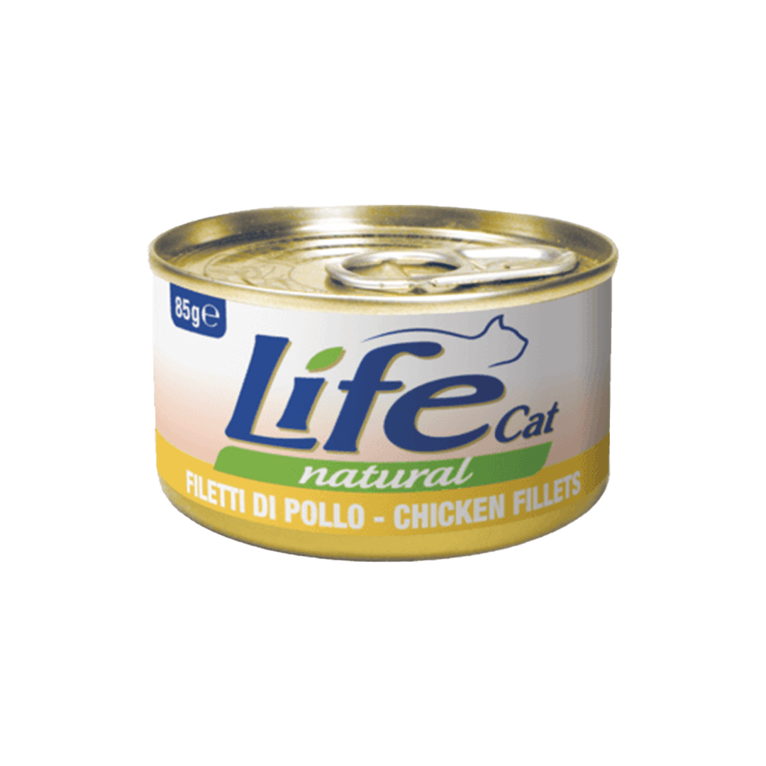 Lifecat Can Chicken Fillets 85g لايف كات طعام قطط فيليه الدجاج - الصورة 1