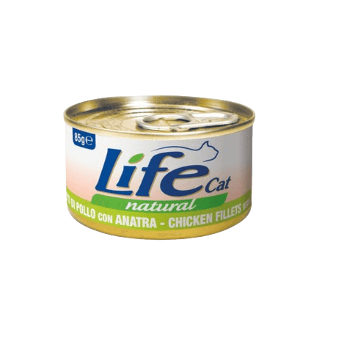 Lifecat Can Chicken Fillets with Duck 85g لايف كات صدور دجاج مع البط - الصورة 1