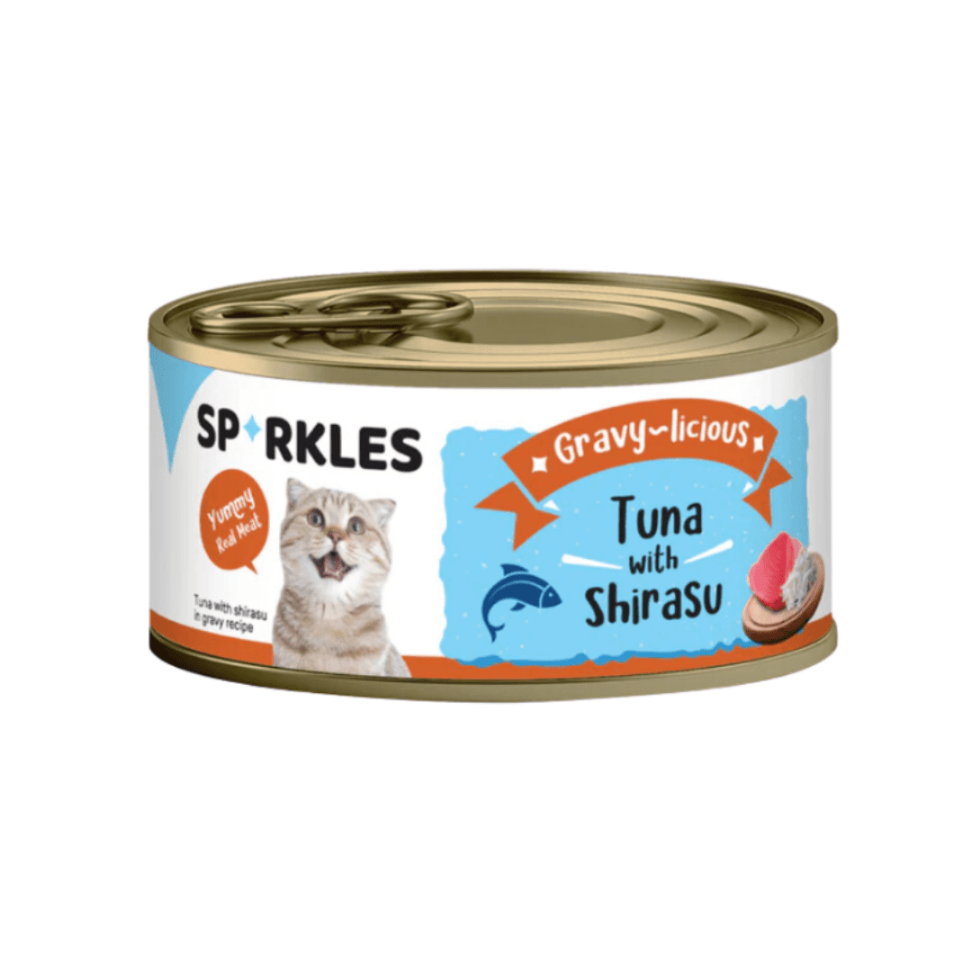 Sparkles | Wet Food for Adult Cat with Tuna and Shirasu in Gravy طعام سباركلز الرطب للقطط البالغة بالتونة والشيراسو في المرق - الصورة 1