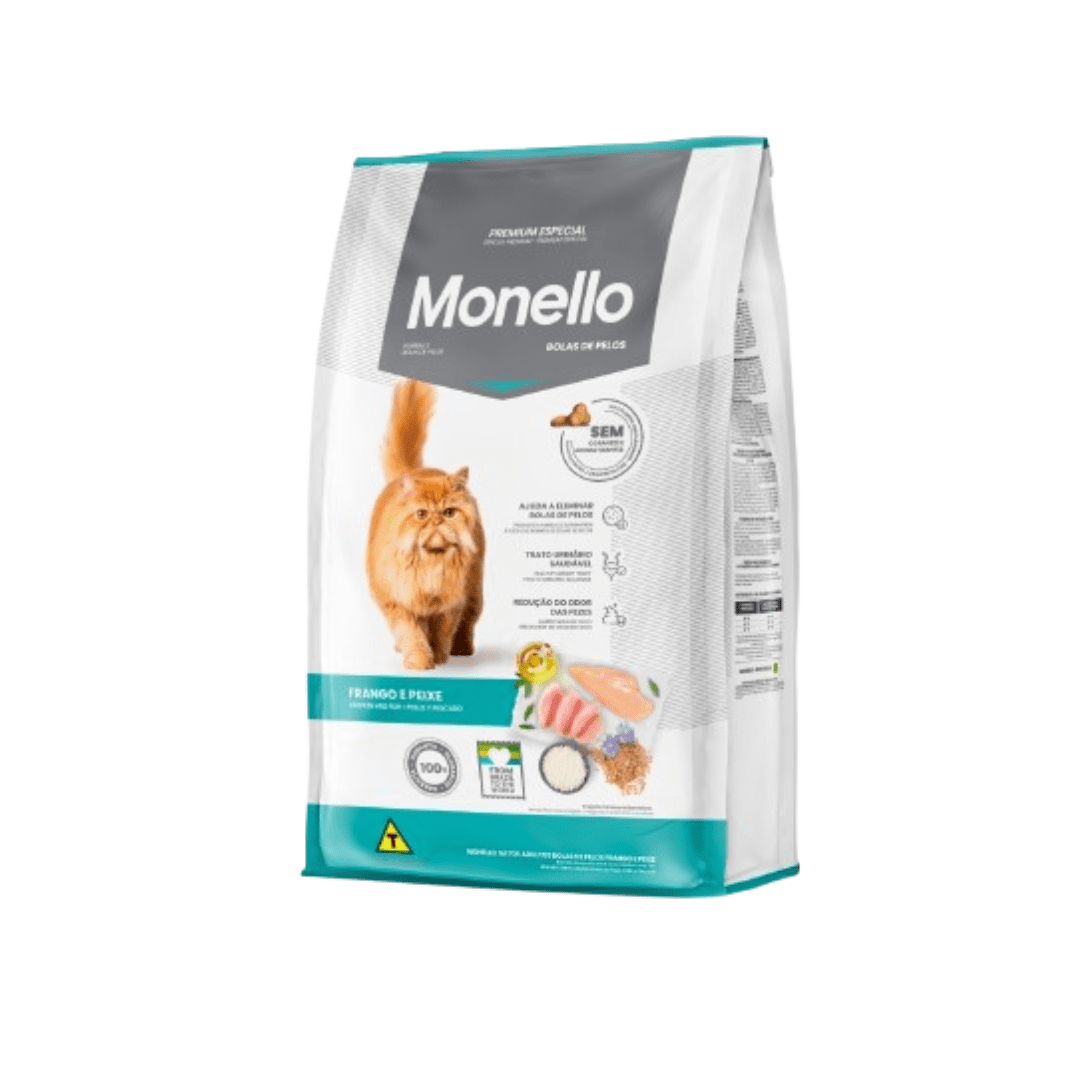 Monello | Adult Cat Food Hairball Control طعام القطط البالغة من مونيلو للتحكم في كرات الشعر بالدجاج والسمك - الصورة 1