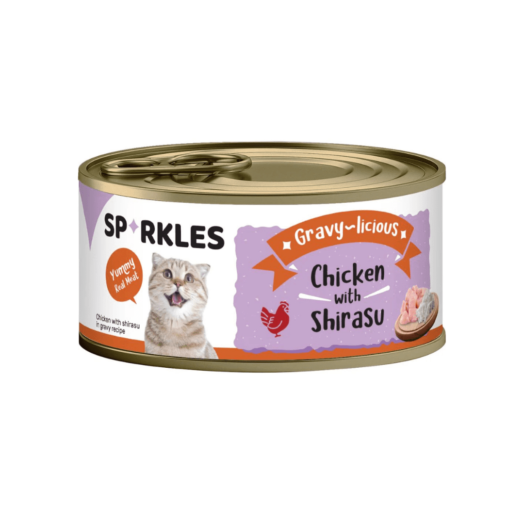 Sparkles | Wet Food for Adult Cat with Chicken and Shirasu in Gravy طعام سباركلز الرطب للقطط البالغة بالدجاج وشيراسو في المرق - الصورة 1