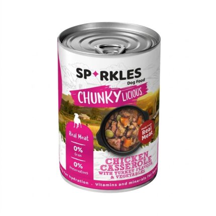 Sparkles Dog Wet Food, Real Meat chunks in Chicken Casserole with Turkey and Vegetables