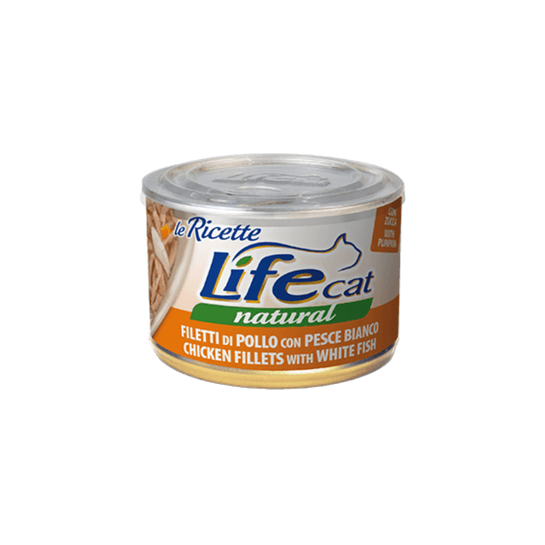 Lifecat Can Chicken Fillets & White Fish & Pumpkin 150g Life Cat Can | Chicken Fillets with White Fish with Pumpkin - Image 1