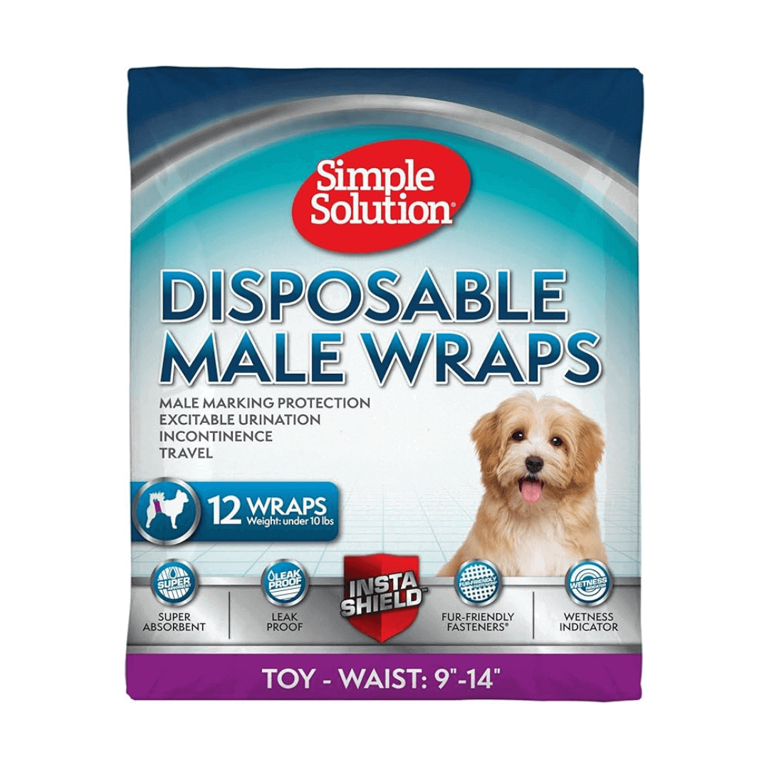 Simple Solution male dog diapers - 12 pieces حفاضات الكلاب الذكور من سمبل سوليوشن - 12 قطعة - الصورة 1