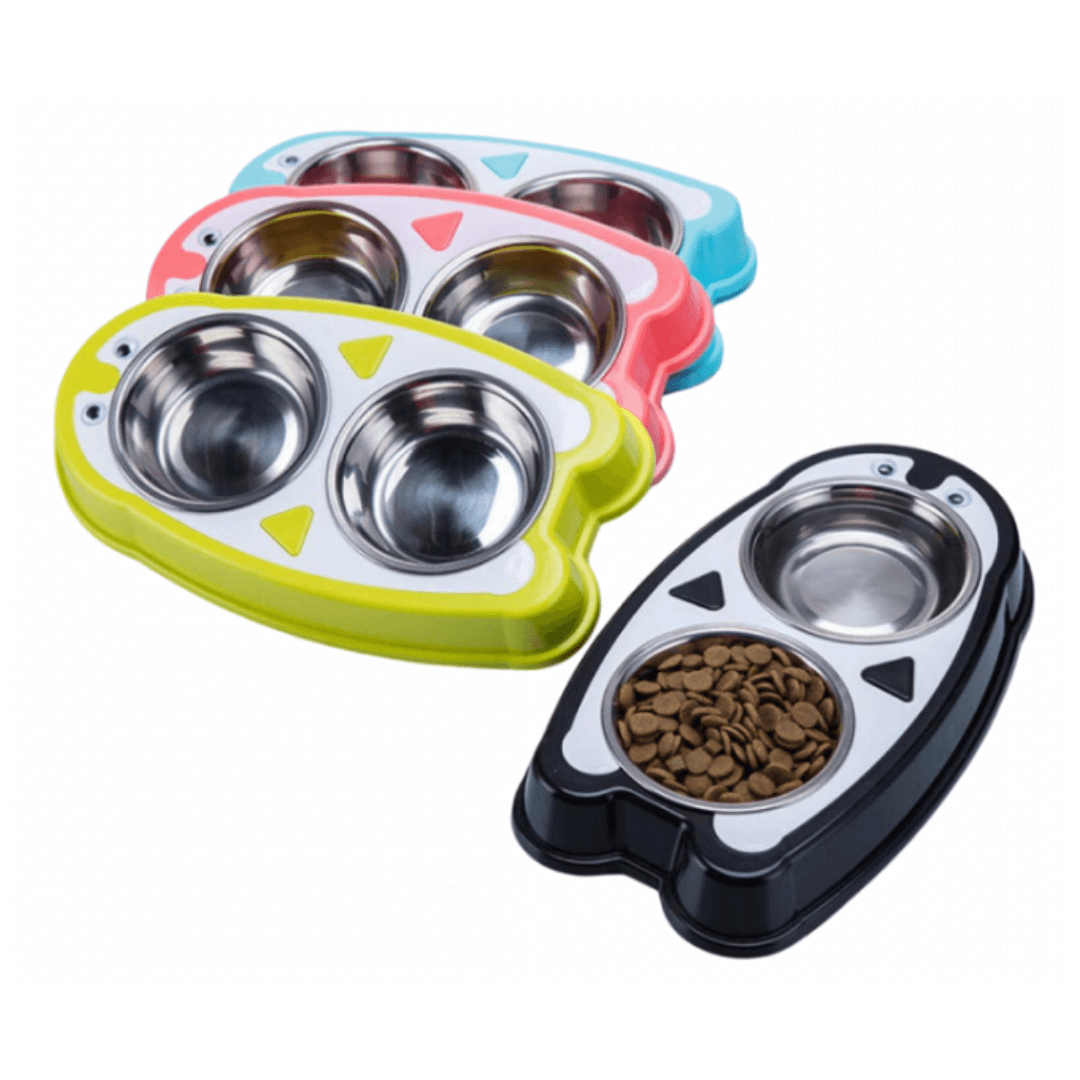 Double Bowls for cats and dogs with a stainless steel Bowls Mio Animale Double Bowls for Cats and Dogs - Image 1