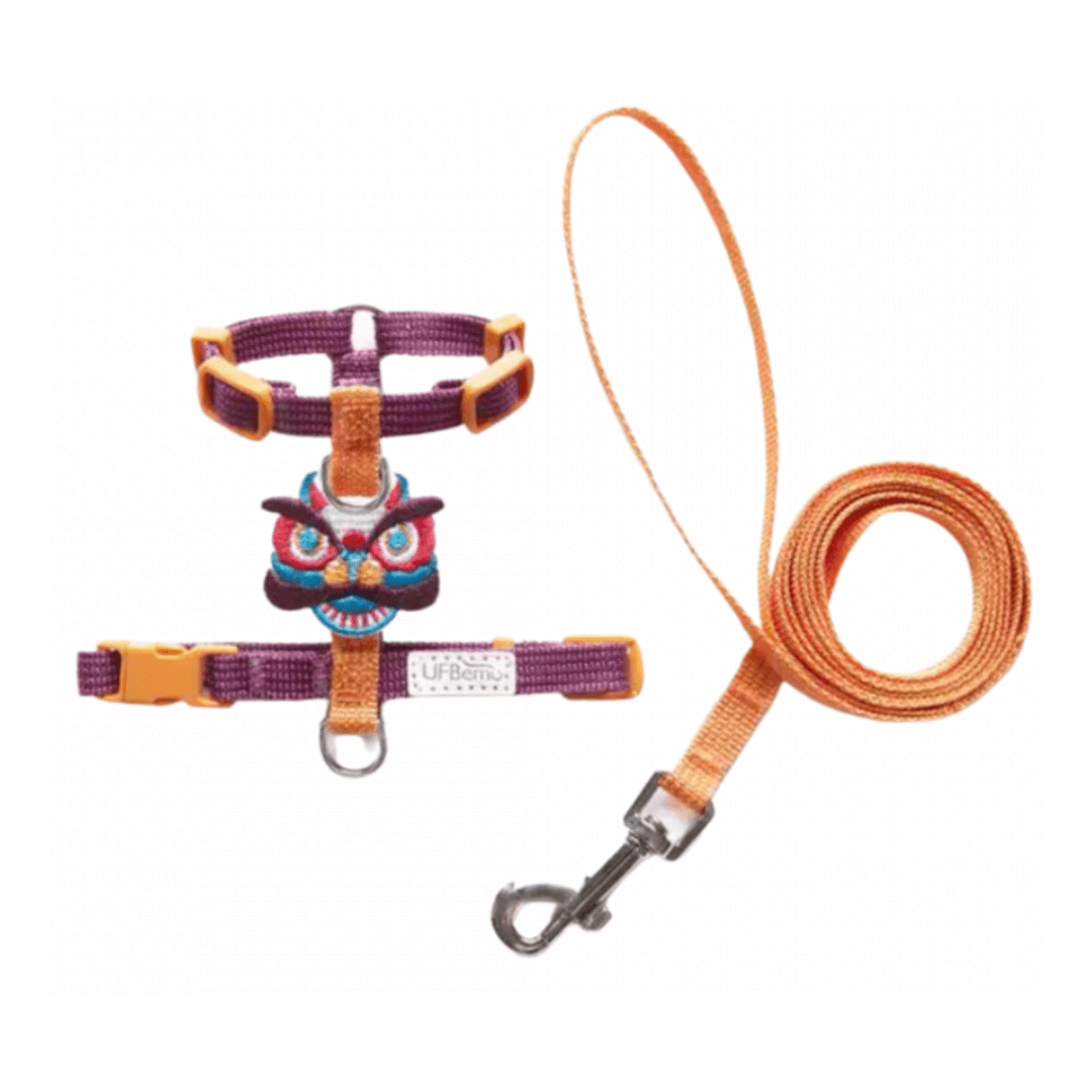 Traditional Kirin/tiger Harness + Leash Set For Cats UFD114 مجموعة طوق وصدرية كيرين/نمر تقليدية للقطط UFD114 - الصورة 1